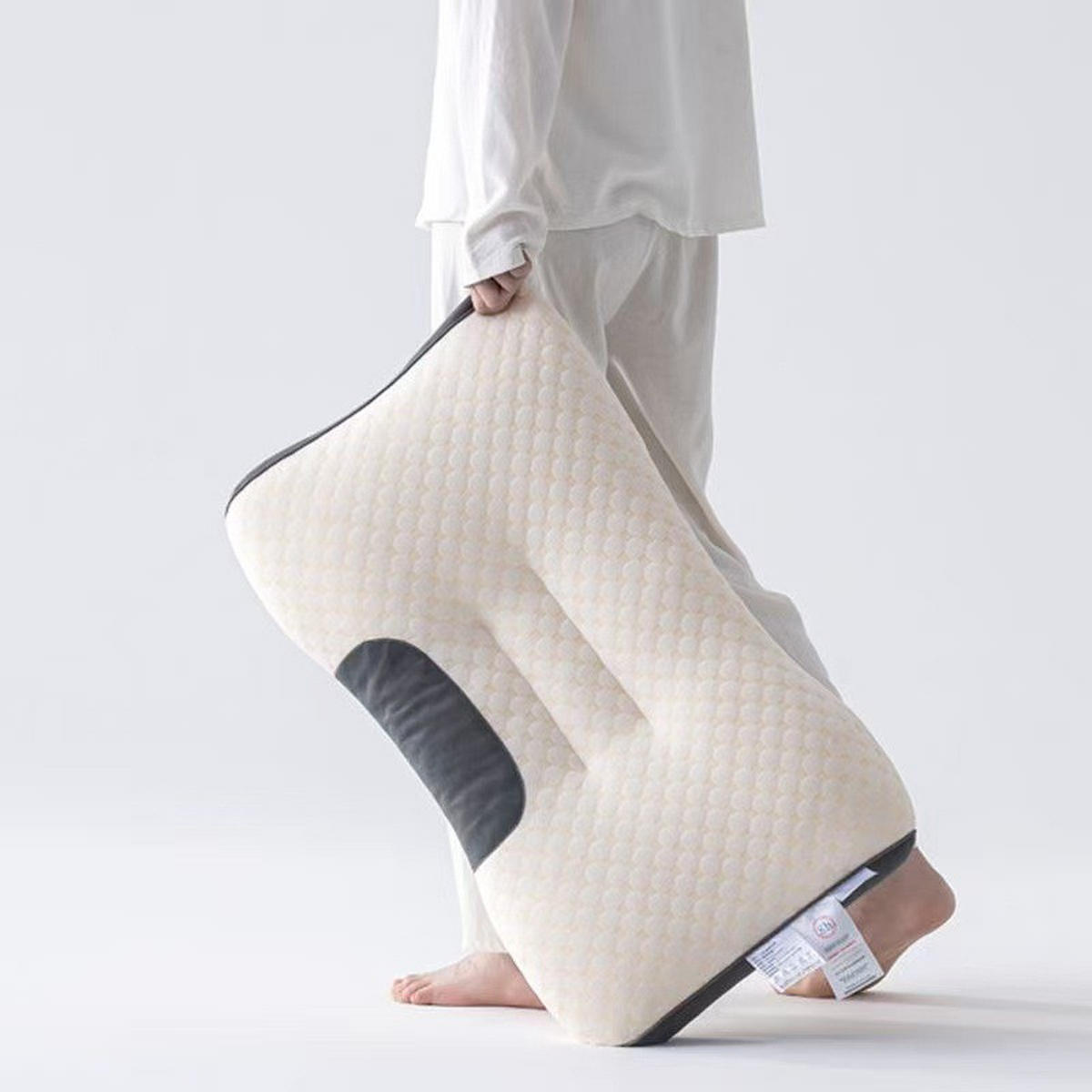 KOPFKISSEN Memoryschaum orthopädisch-48*74*8-weiß - Weiß, Textil (48/74cm)