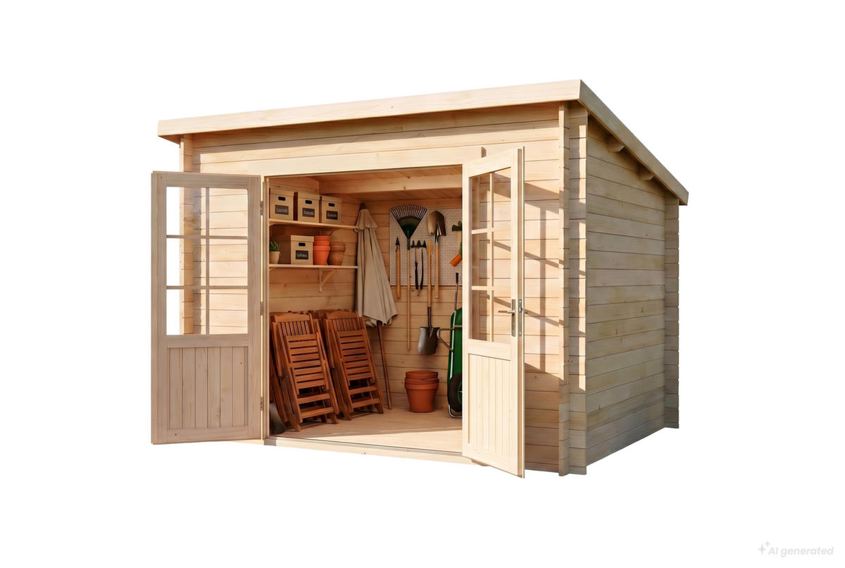 GARTENHAUS Holz Maria - Naturfarben, Holz (300/228/272cm) - Alpholz
