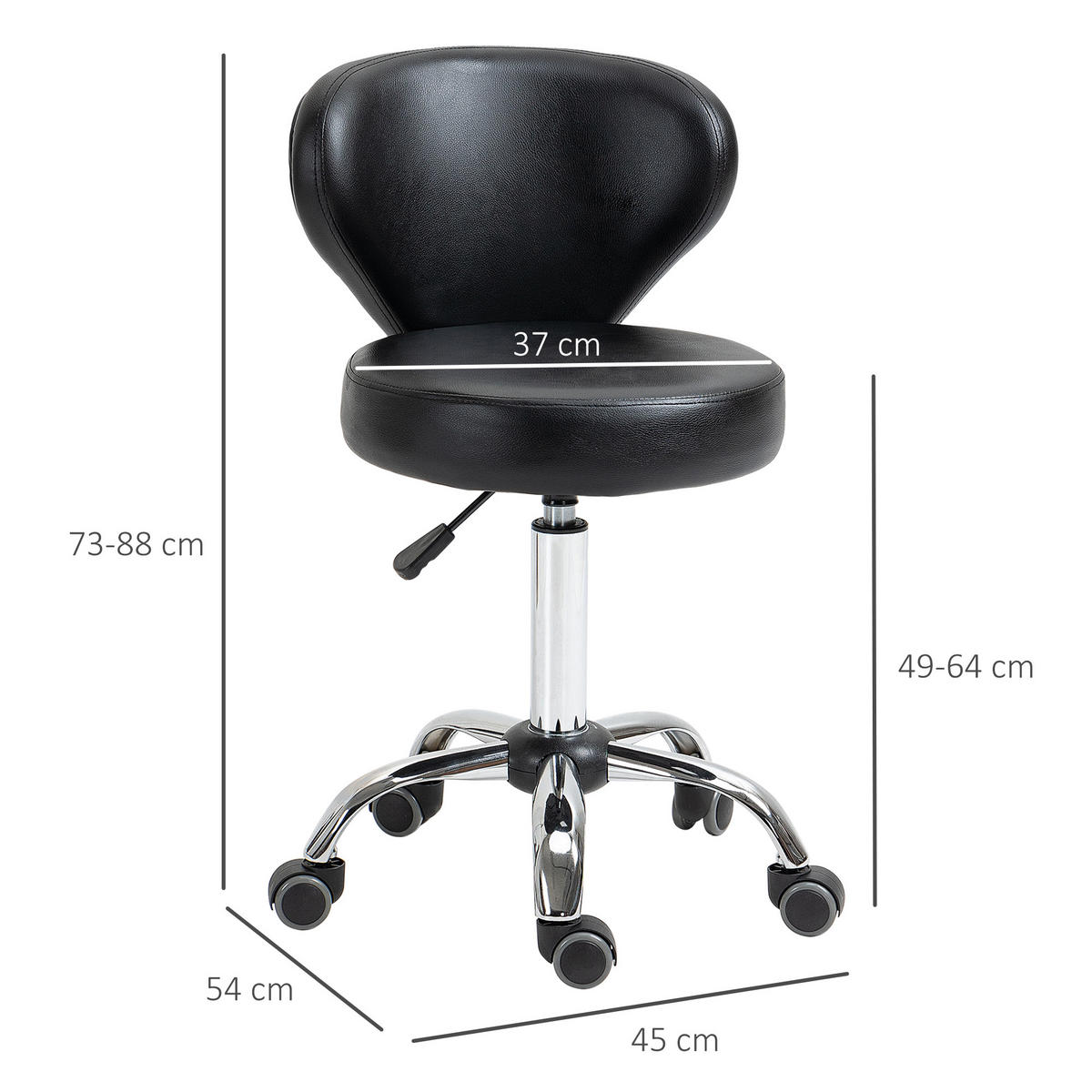BÜROHOCKER DE-18009 höhenverstellbar 49-64 cm, ergonomisch Schwarz - Schwarz, Metall (54/88/45cm) - ComfortXL