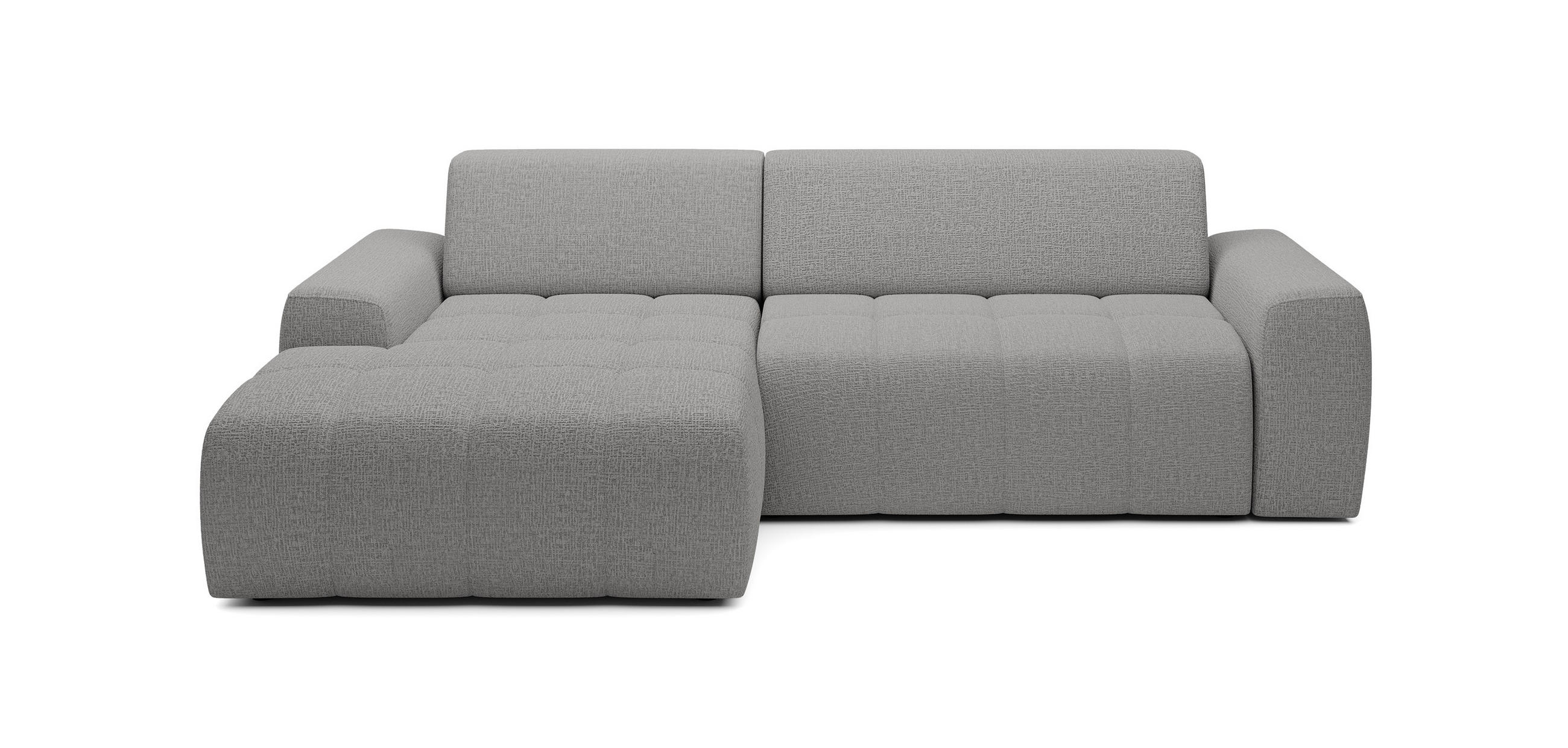 ECKSOFA Savio Freistehend, Mit Abriebfestem Kansas-Stoff, Maße 265x172x81cm, Ausziehbare Sitzfläche 206x92cm, Linke, Hellgrau - Hellgrau, Holz/Textil (172/265cm) - DomoHome