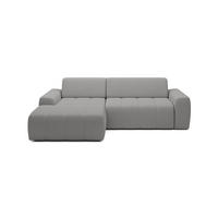 ECKSOFA Savio Freistehend, Mit Abriebfestem Kansas-Stoff, Maße 265x172x81cm, Ausziehbare Sitzfläche 206x92cm, Linke, Hellgrau - Hellgrau, Holz/Textil (172/265cm) - DomoHome
