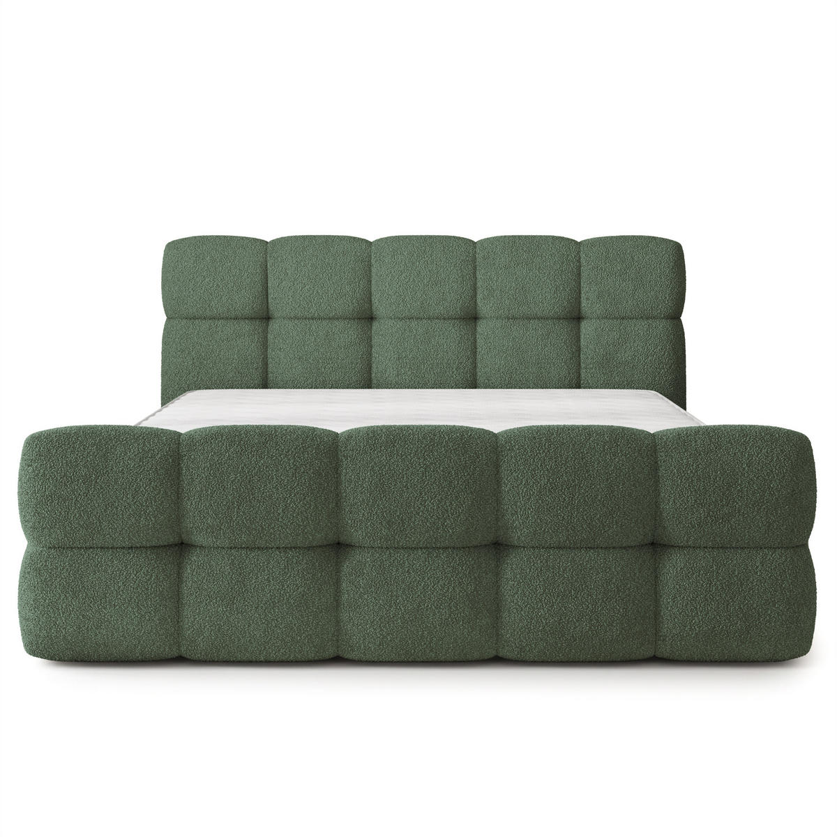 ČALOUNĚNÁ POSTEL ELIZJA 200x200 cm, s úložným prostorem, Zelená - QUELLE 37 - zelená barva, dřevo/textil (200/200cm) - MASSENO