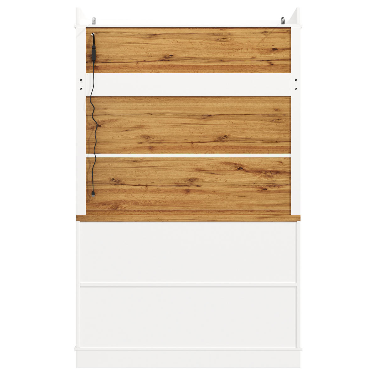 HOCHSCHRANK LED 184Cm Glasregal Hakenleiste Weiß - Weiß, Metall (107/184/34cm) - FLIEKS
