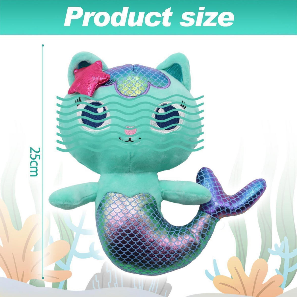 PLÜSCHTIER Meerjungfrau Katze 25 cm - Multicolor, Textil (5/10cm)