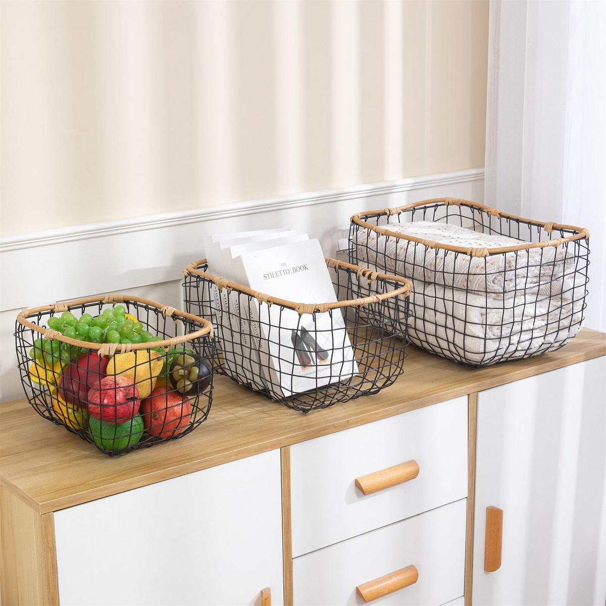 METALLKÖRBE JIMO - Schwarz, Metall (39/22/29cm) - IDIMEX