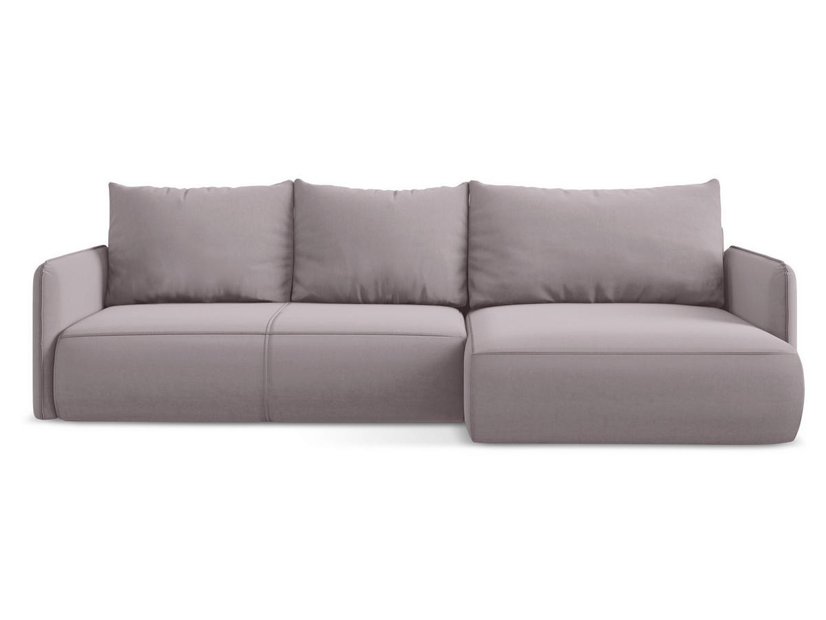 ECKSOFA mit Schlaffunktion Samt Stoff Violett - Lila/Flieder, Kunststoff/Textil (240/148cm) - Makamii