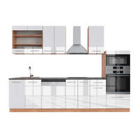 PENTRY Fame-Line Vit högblank/Goldkraft ek 300 cm med högskåp, AP antracit - Honungsek/Vit högglans, Träbaserade material (300/153.6/60cm) - Vicco