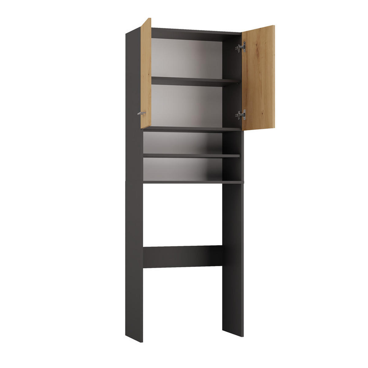 WASCHMASCHINENSCHRANK Bagnoli M: H: 180 cm, B: 64 cm, T: 30 cm Anthrazit/brown - Braun/Grau, Holzwerkstoff (30/180/64cm) - 3XE LIVING