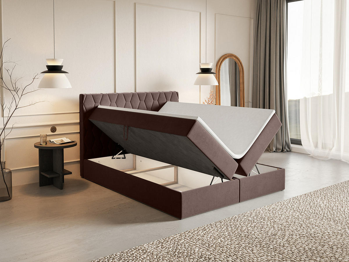 BOXSPRINGBETT Wemio 160x200 cm, Braun - Braun, Textil (160/200cm) - Fedve