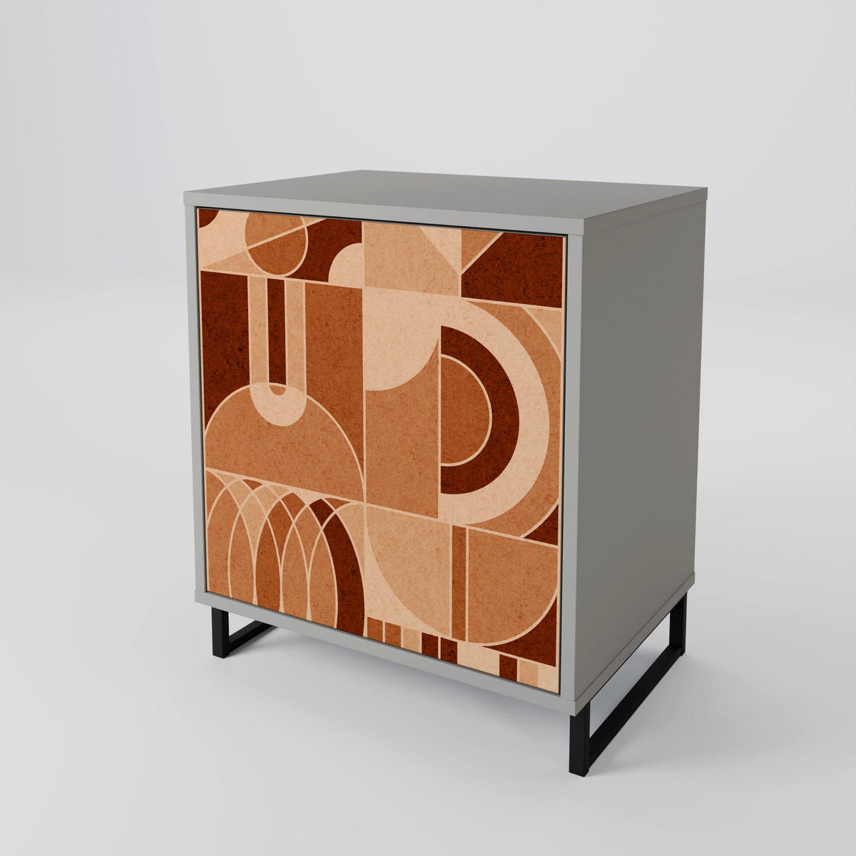 SIDEBOARD PRISM MOSAIC, Grau, 57,5x42x77,5 cm, Schräge Buchenholzfüße - Buchefarben/Multicolor, Holzwerkstoff/Buchenholz (57.5/77.5/42cm) - SpaceRebels