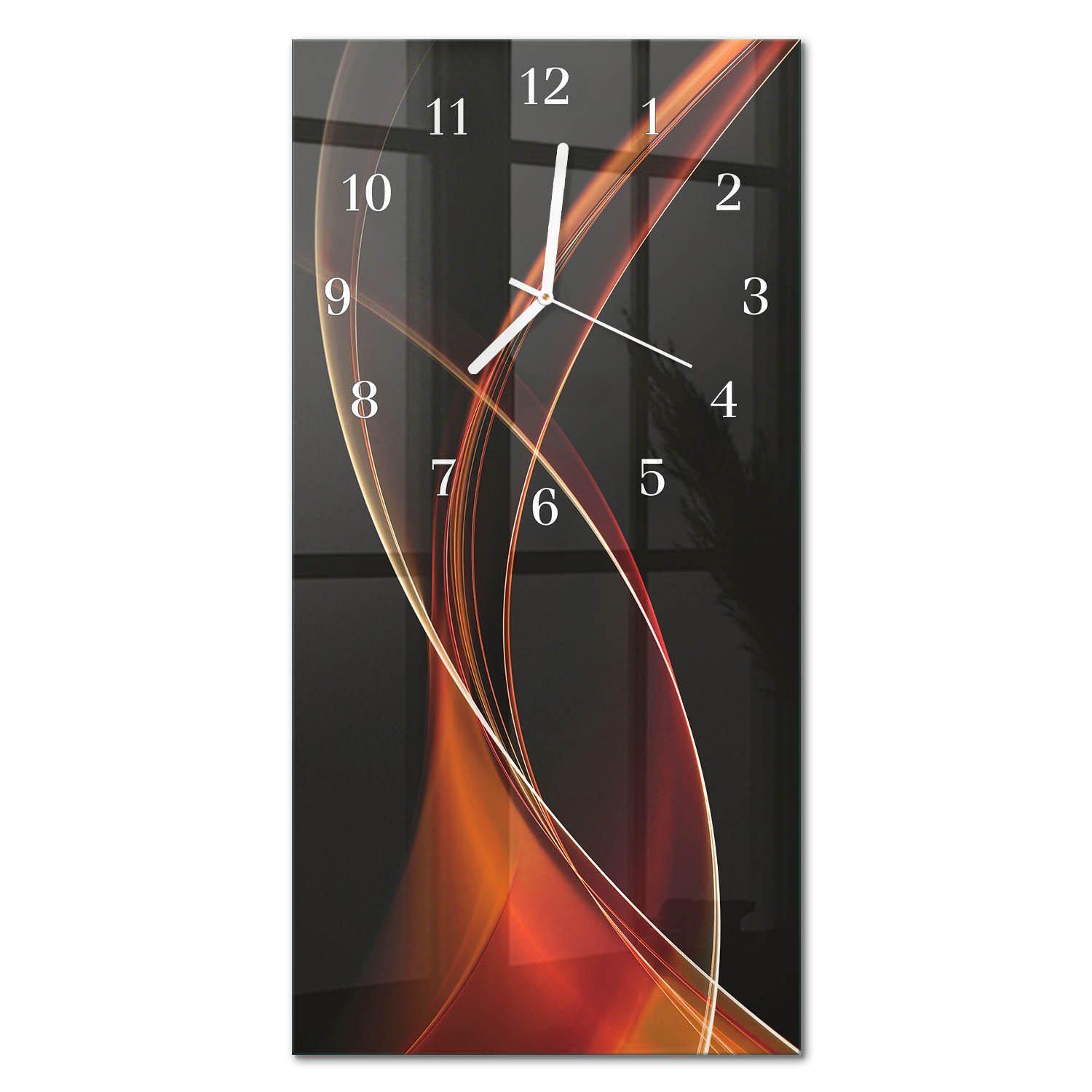 WANDUHR 30x60 cm - Abstraktion - Orange, Glas (30/60/0.4cm) - TULUP
