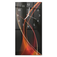 WANDUHR 30x60 cm - Abstraktion - Orange, Glas (30/60/0.4cm) - TULUP