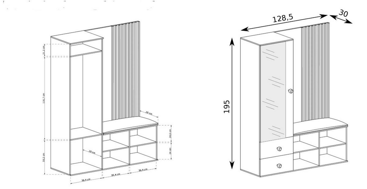 GARDEROBENSCHRANK ALMERIA 129/195/30 Modern Garderobenschrank Eiche Artisan - Eiche Artisan, Holzwerkstoff (128.5/195/30cm) - MASSENO