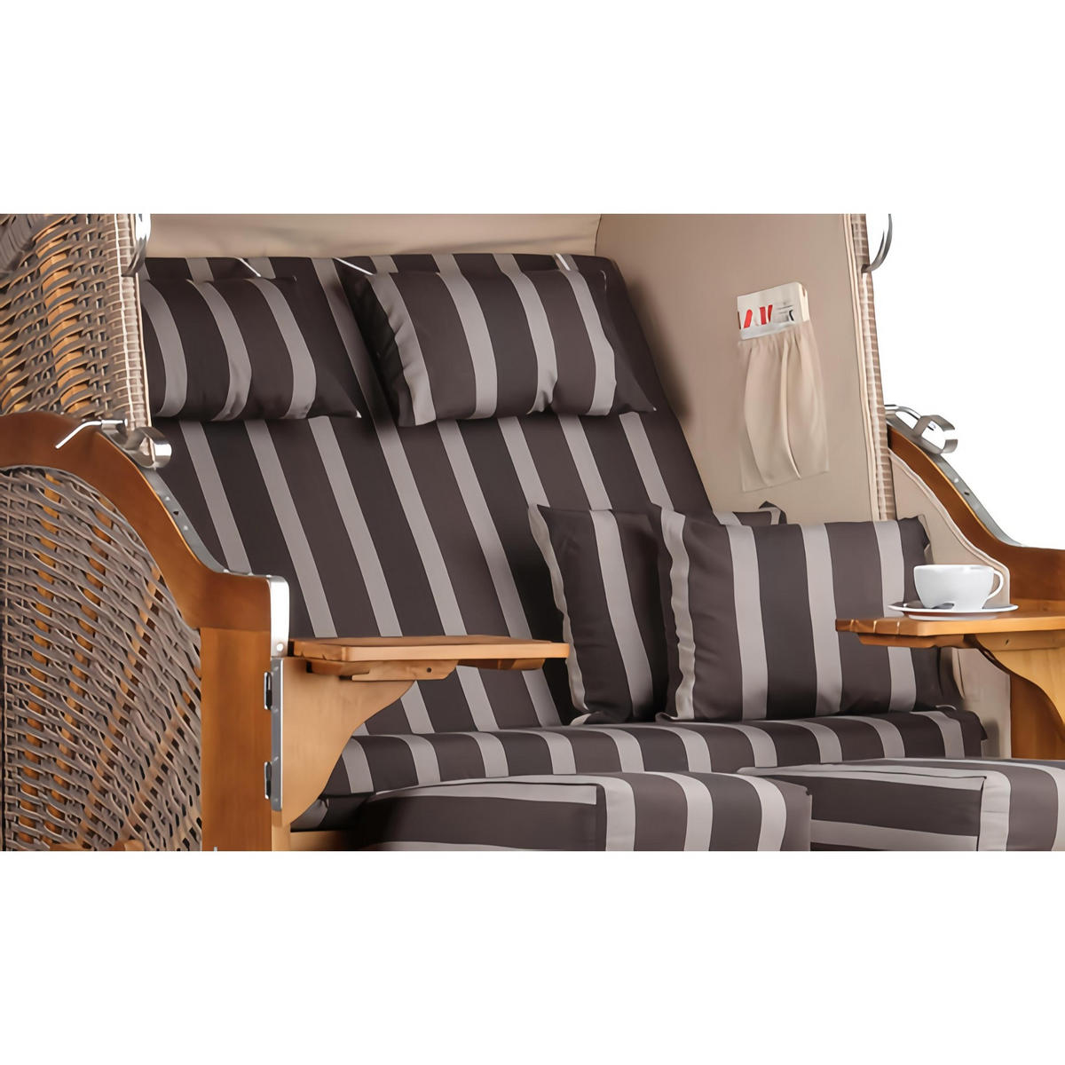 STRANDKORB Schleswig Pinie 2-Sitzer - Braun/Grau, Metall (120/160/80cm) - Mr. Deko