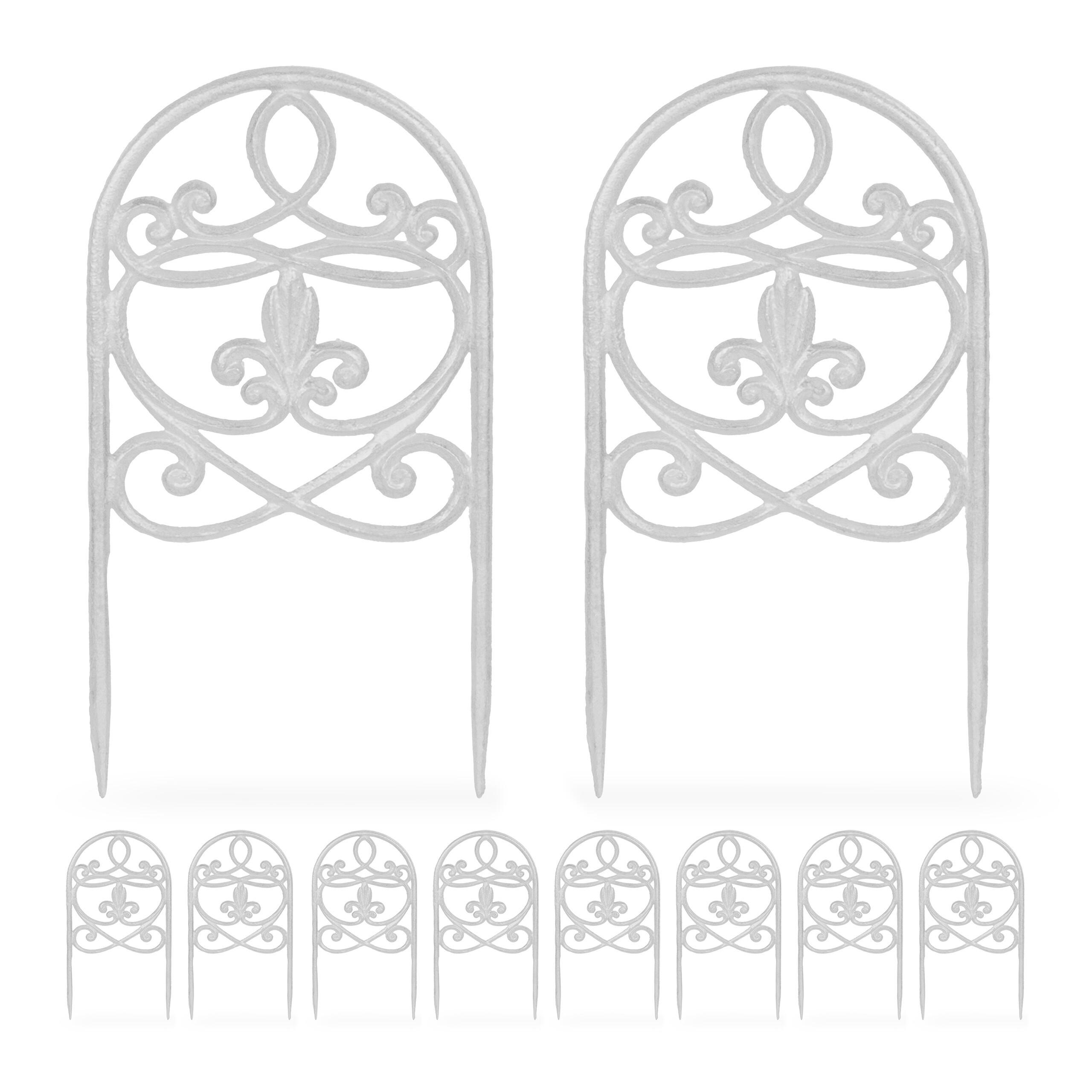 10XBEETZAUN - Weiß, Metall (17.5/32.5/1cm) - Relaxdays