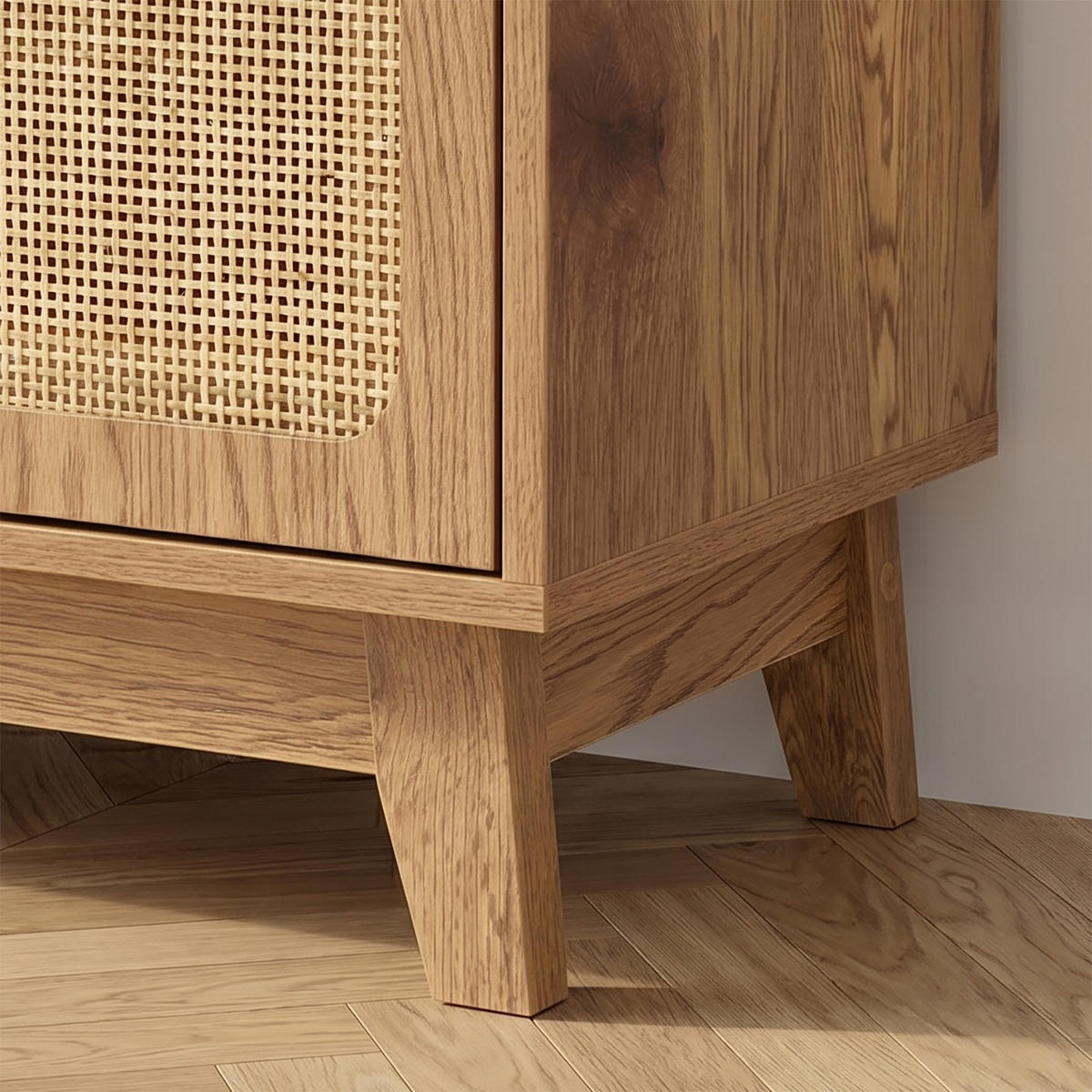 SIDEBOARD mit 2 Türen aus natürlichem Rattan 35/75/80 cm - Nussbaumfarben, Holzwerkstoff (35/75/44.5cm) - Calicosy