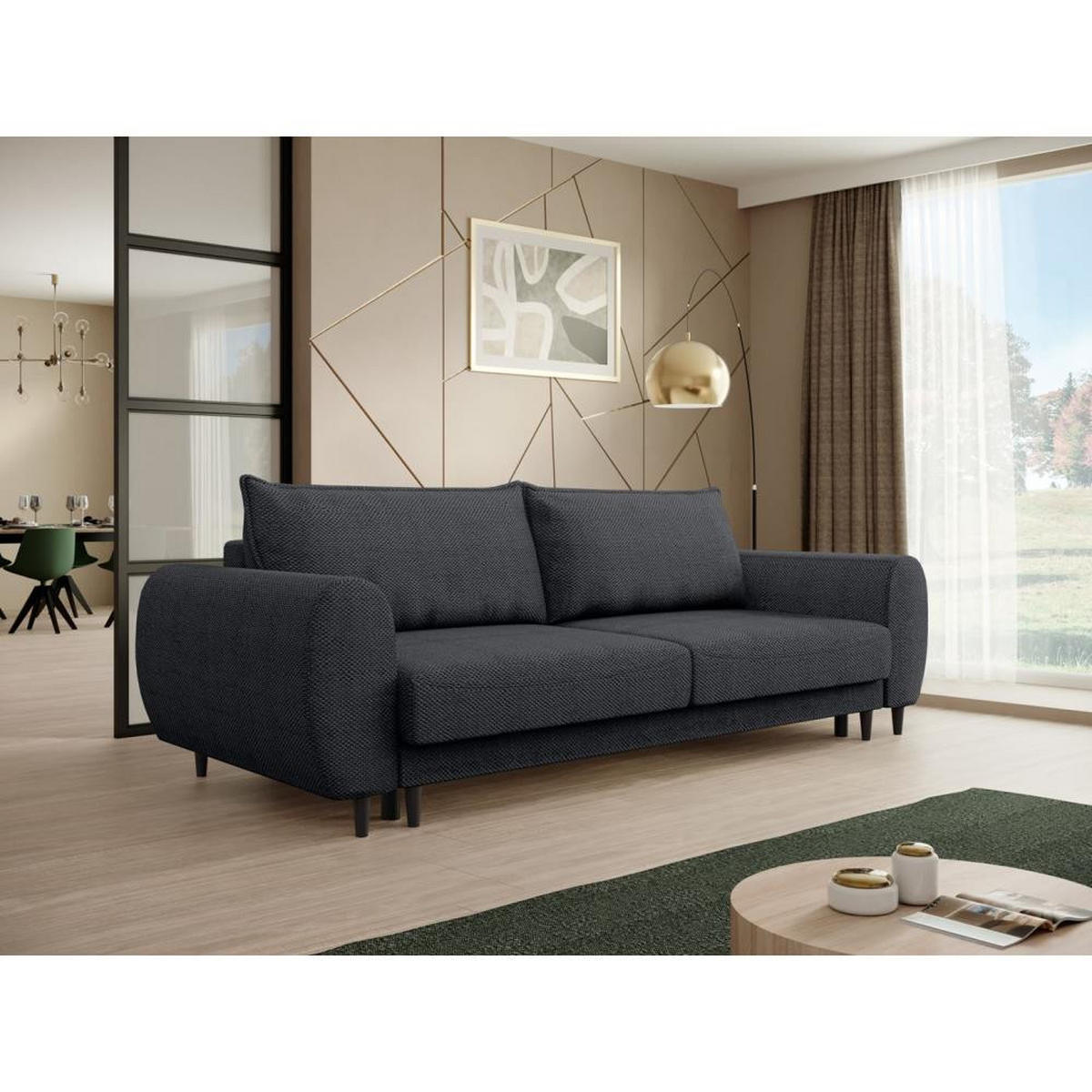 3-SITZER SCHLAFSOFA Cortez schwarz - Schwarz, Textil (251/76/95cm) - Beautysofa