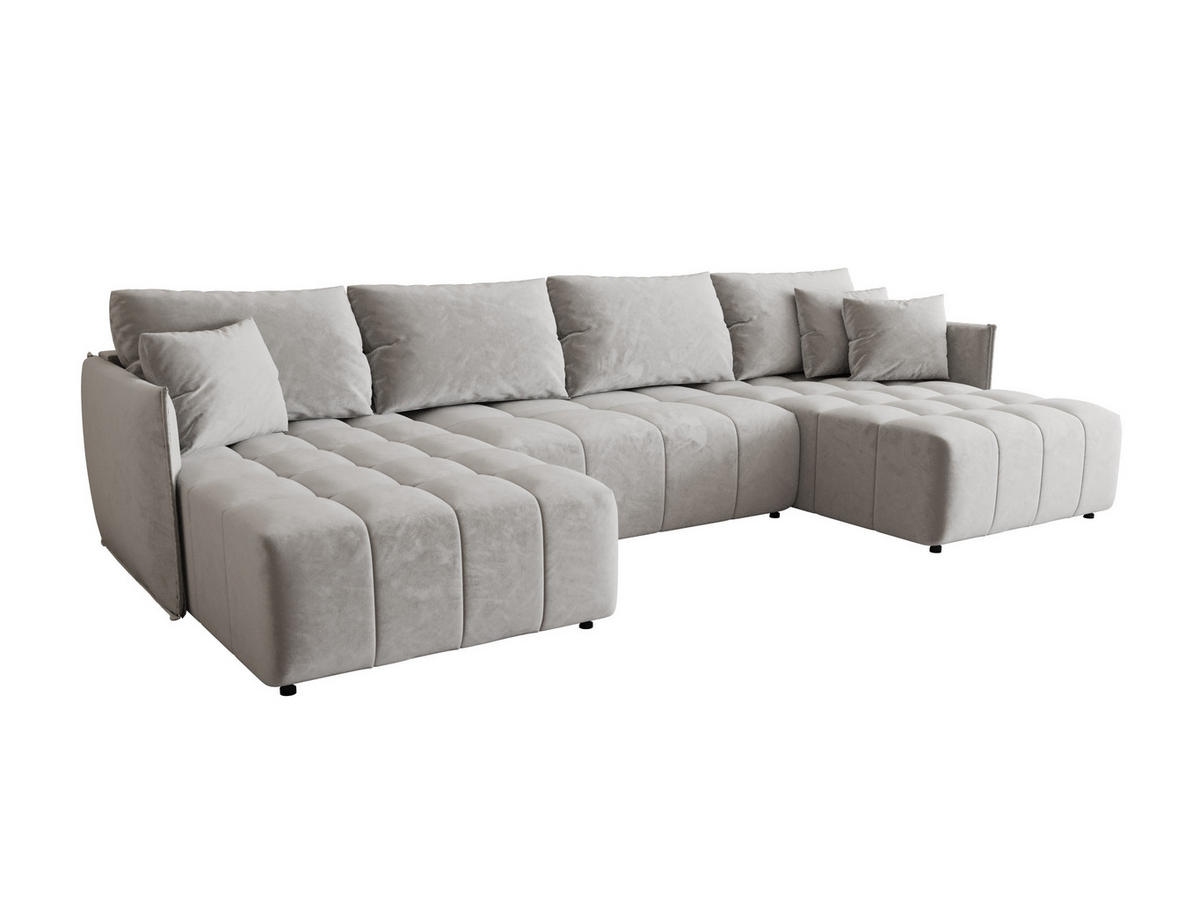 ECKSOFA mit Schlaffunktion ONIL U Monolith 84 - Hellgrau, Textil (349/185cm) - Bedante