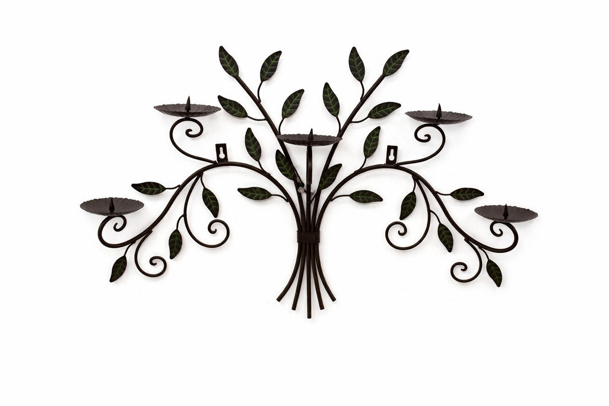 WANDKERZENHALTER Metall Dunkelbraun antik 70/10/43 cm - Braun, Metall (70/43/10cm) - DanDiBo