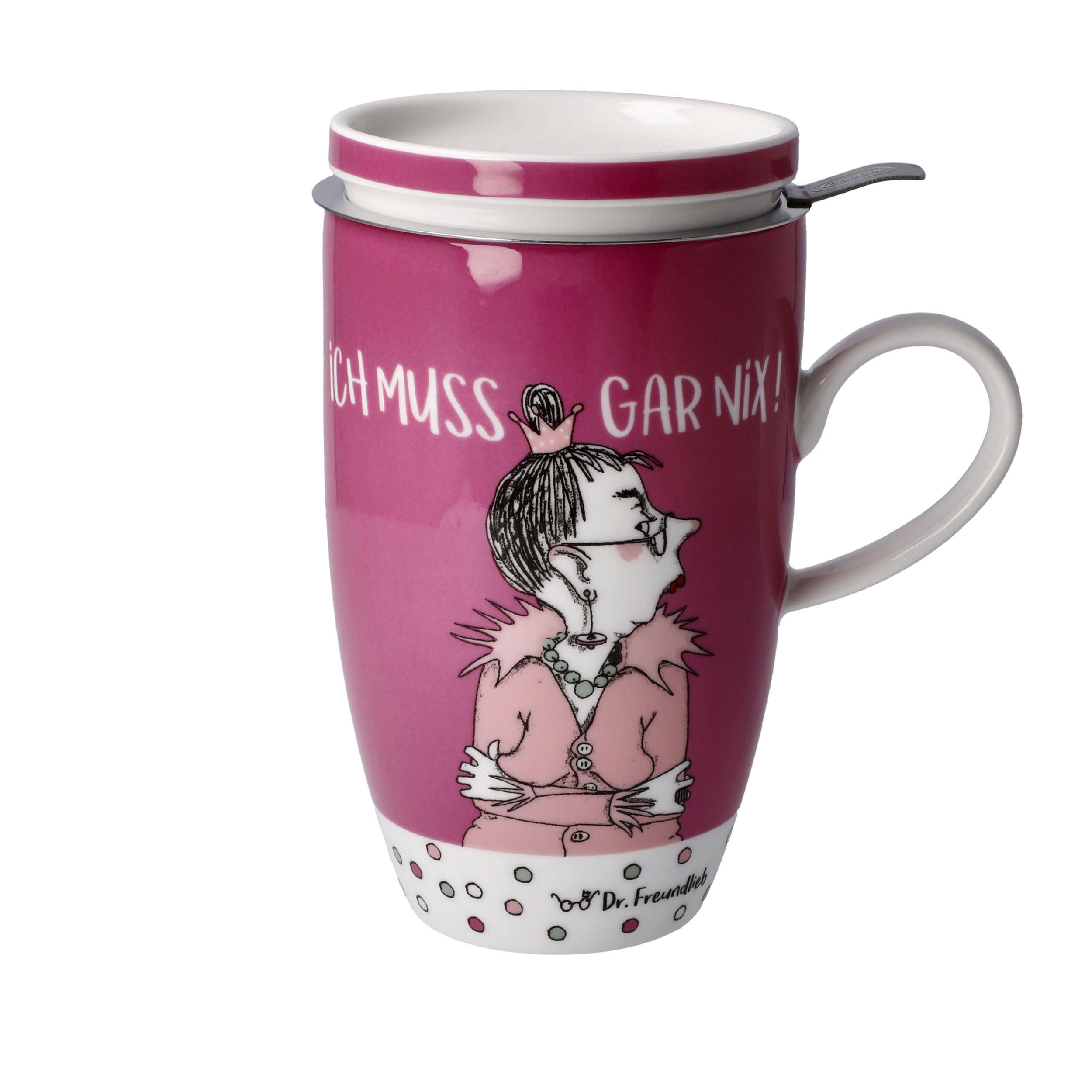 TEETASSE Barbara Freundlieb - Ich muss gar nix, Fine Bone China, Bunt, 450 ml - Multicolor, Keramik (0.45L) - Goebel