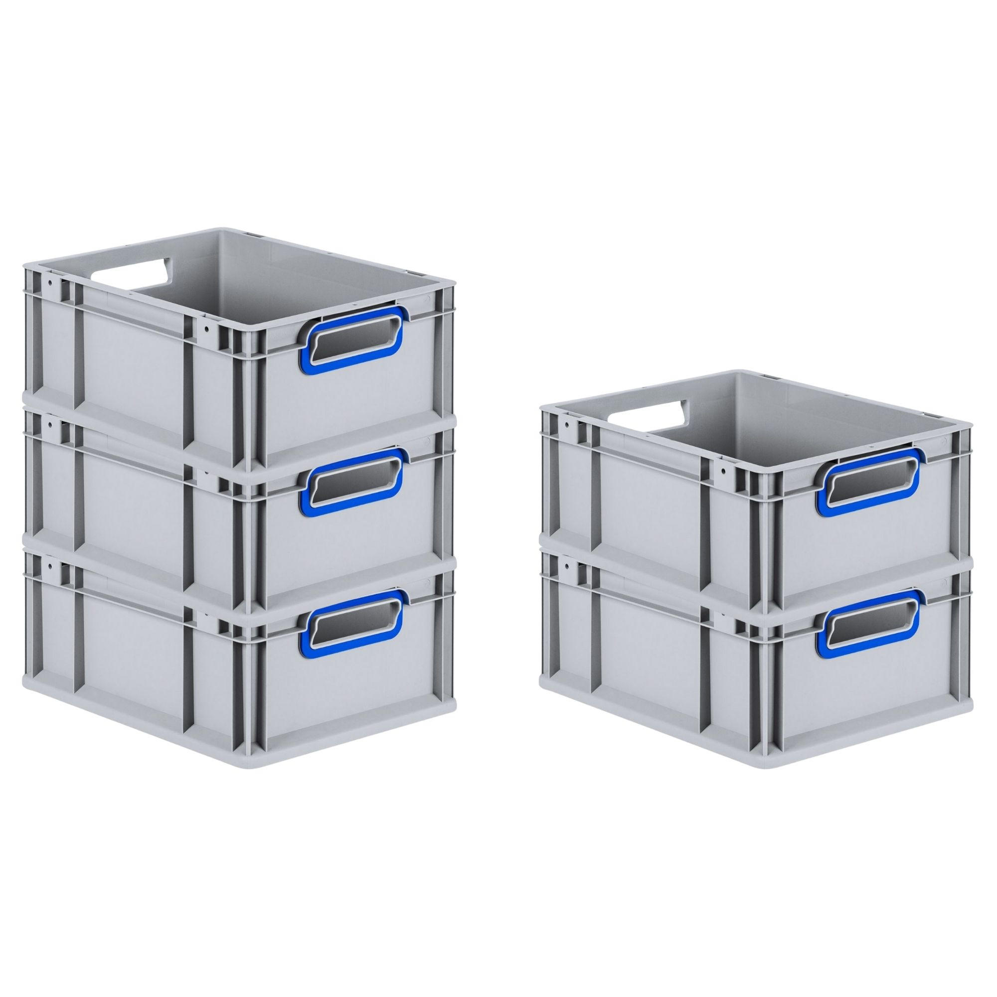 EUROBOX 5x Nextgen Color 17x30x40cm 16 Liter Griffe Blau Offen - Blau, Kunststoff (30/17/40cm) - PROREGAL