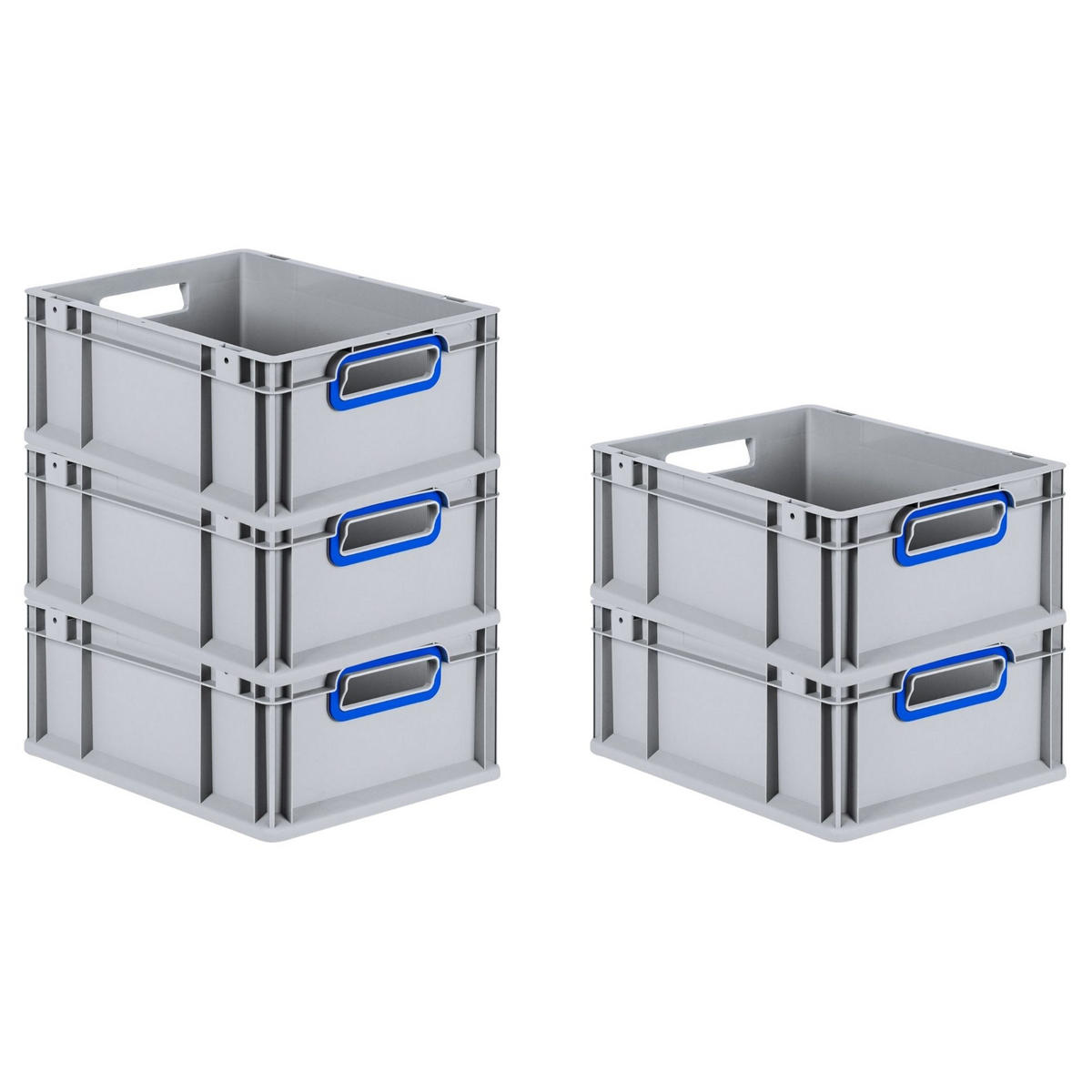 EUROBOX 5x Nextgen Color 17x30x40cm 16 Liter Griffe Blau Offen - Blau, Kunststoff (30/17/40cm) - PROREGAL
