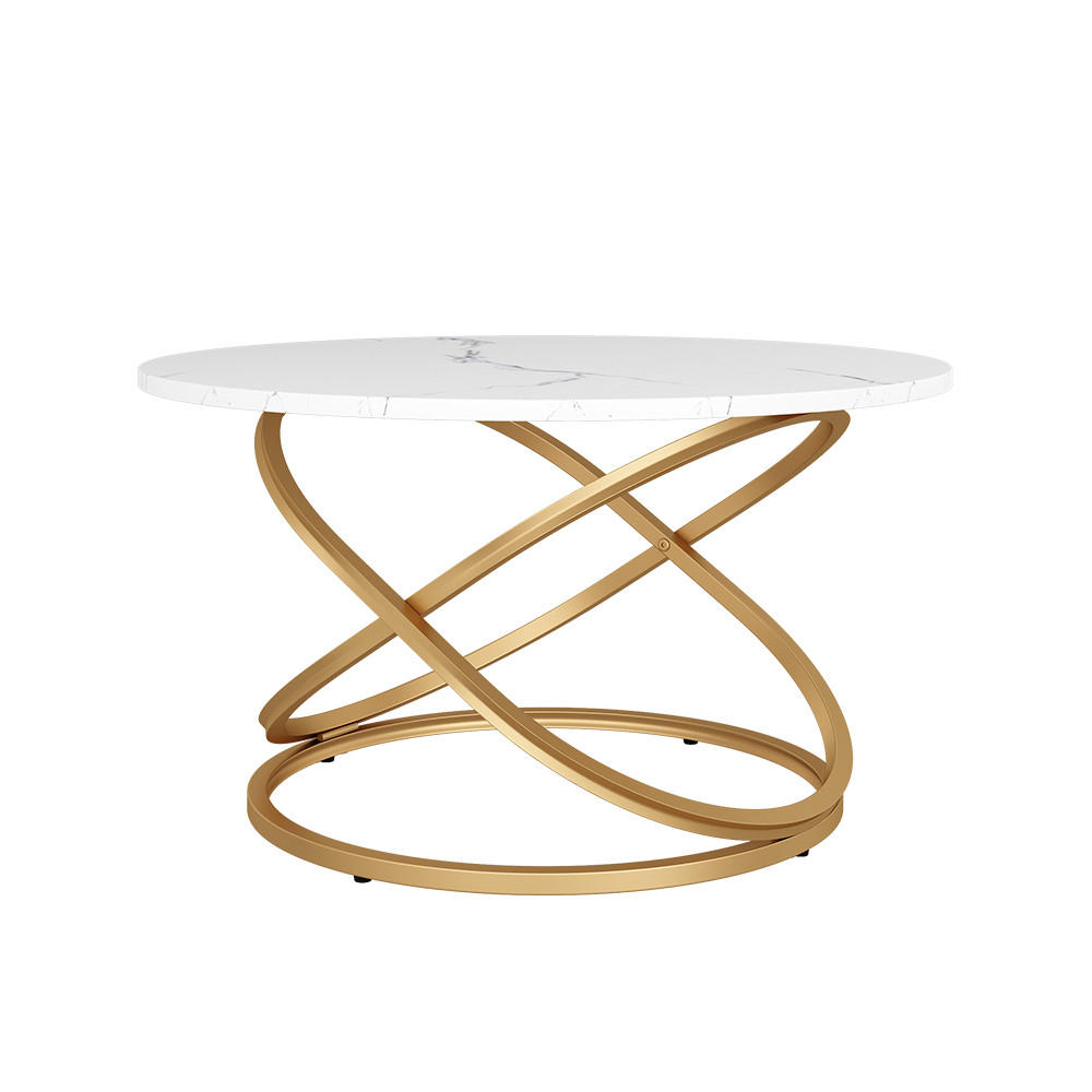 COUCHTISCH Calgary Weiß/Gold 79.5 x 62 cm mit große Arbeitsfläche - Goldfarben/Weiß, Holzwerkstoff (62/79.5/46cm) - Vicco