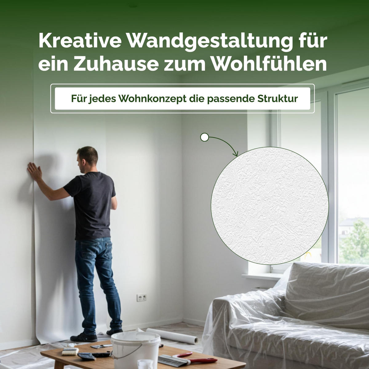 VLIESTAPETE Creative Strukturputz 10,05 m x 0,53 m - Weiß, Papier (53/10cm)