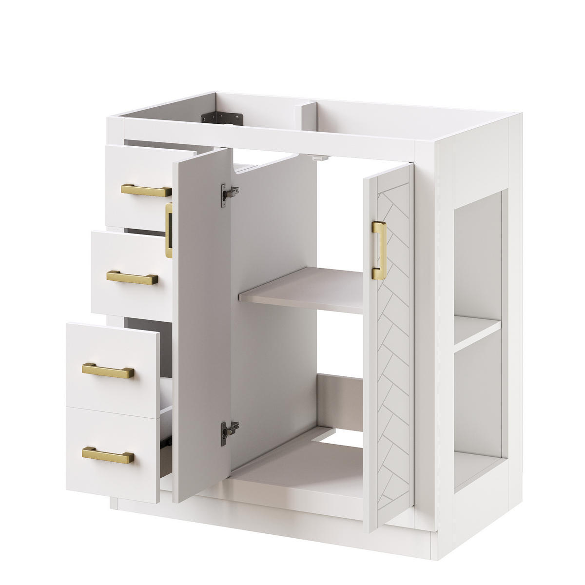 WASCHBECKENUNTERSCHRANK 3 Schubladen Keramikbecken Weiß - Weiß, Keramik (76.5/84.5/46.5cm) - FLIEKS