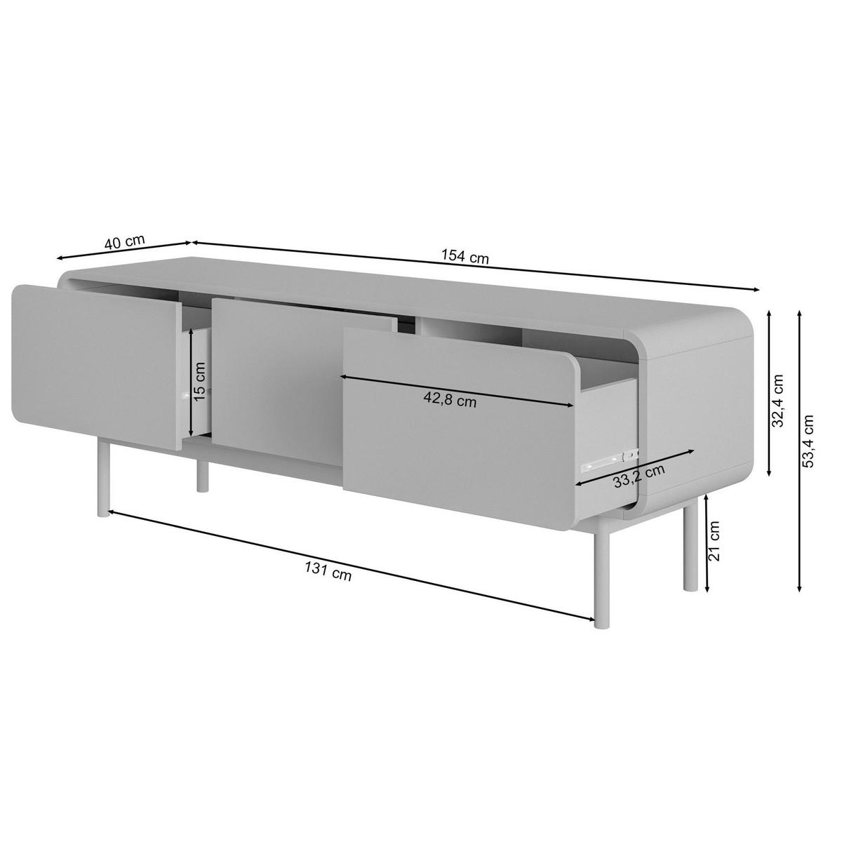 TV-LOWBOARD Oro Schwarz mit 3 Schubladen 154 cm - Schwarz, Holz/Holzwerkstoff (154/53.4/40cm) - Selsey