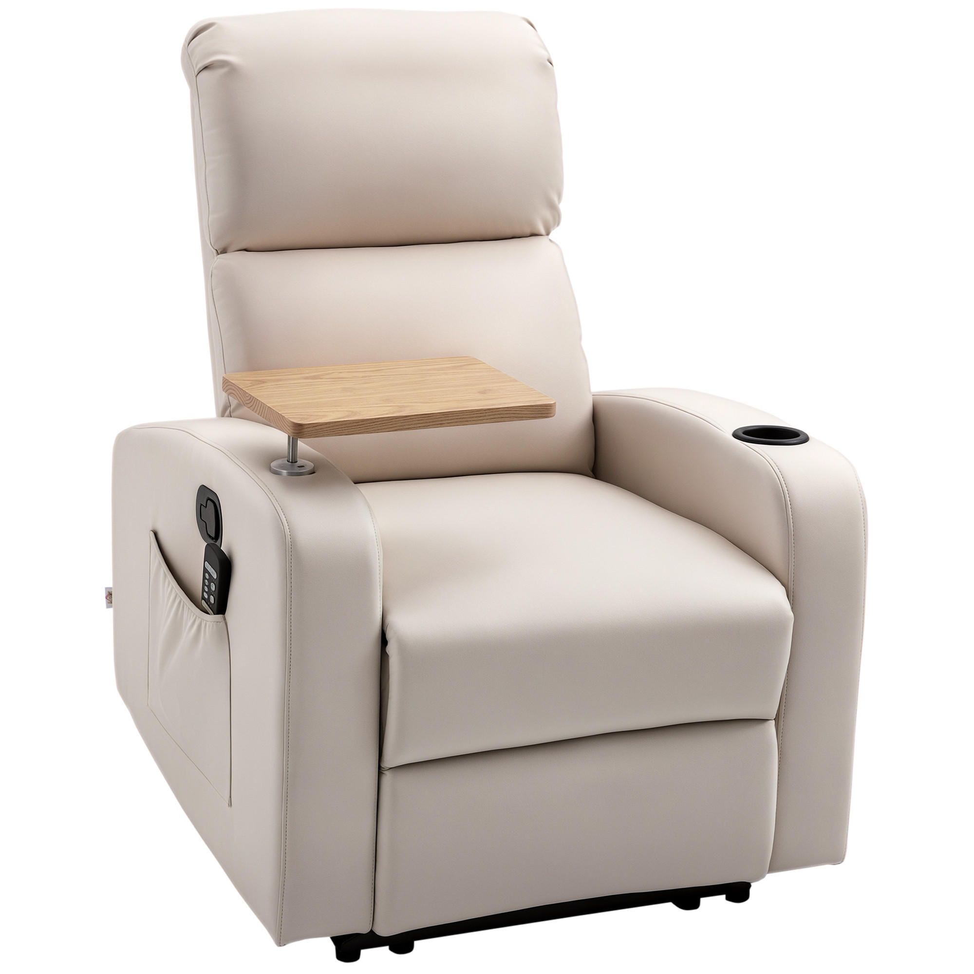 MASSAGESESSEL Beige mit Massagefunktion und Liegefunktion 77/93/105 cm - Beige, Textil (77/105/93cm) - PANGIVO