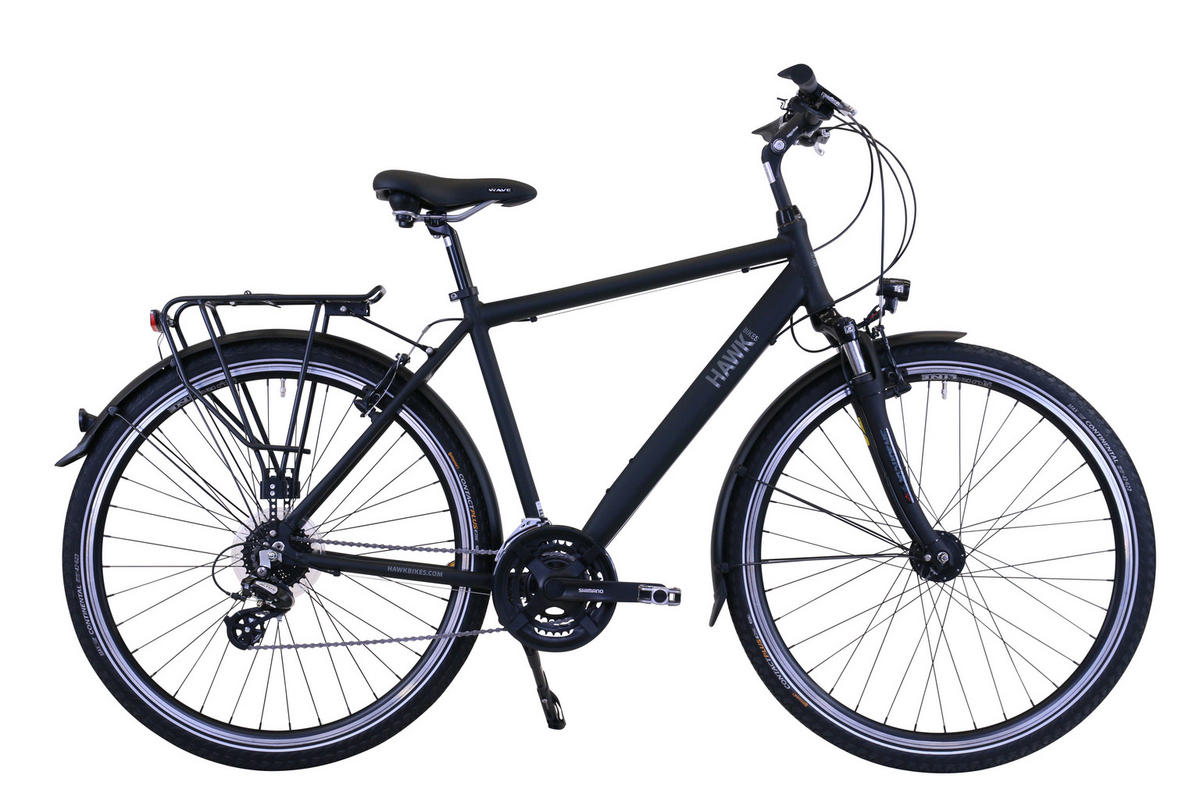 TREKKING Gent Premium Black 3x8 Gang 28 Zoll Gr: 52cm & 57cm - Schwarz, Metall (57cm) - Hawk Bikes