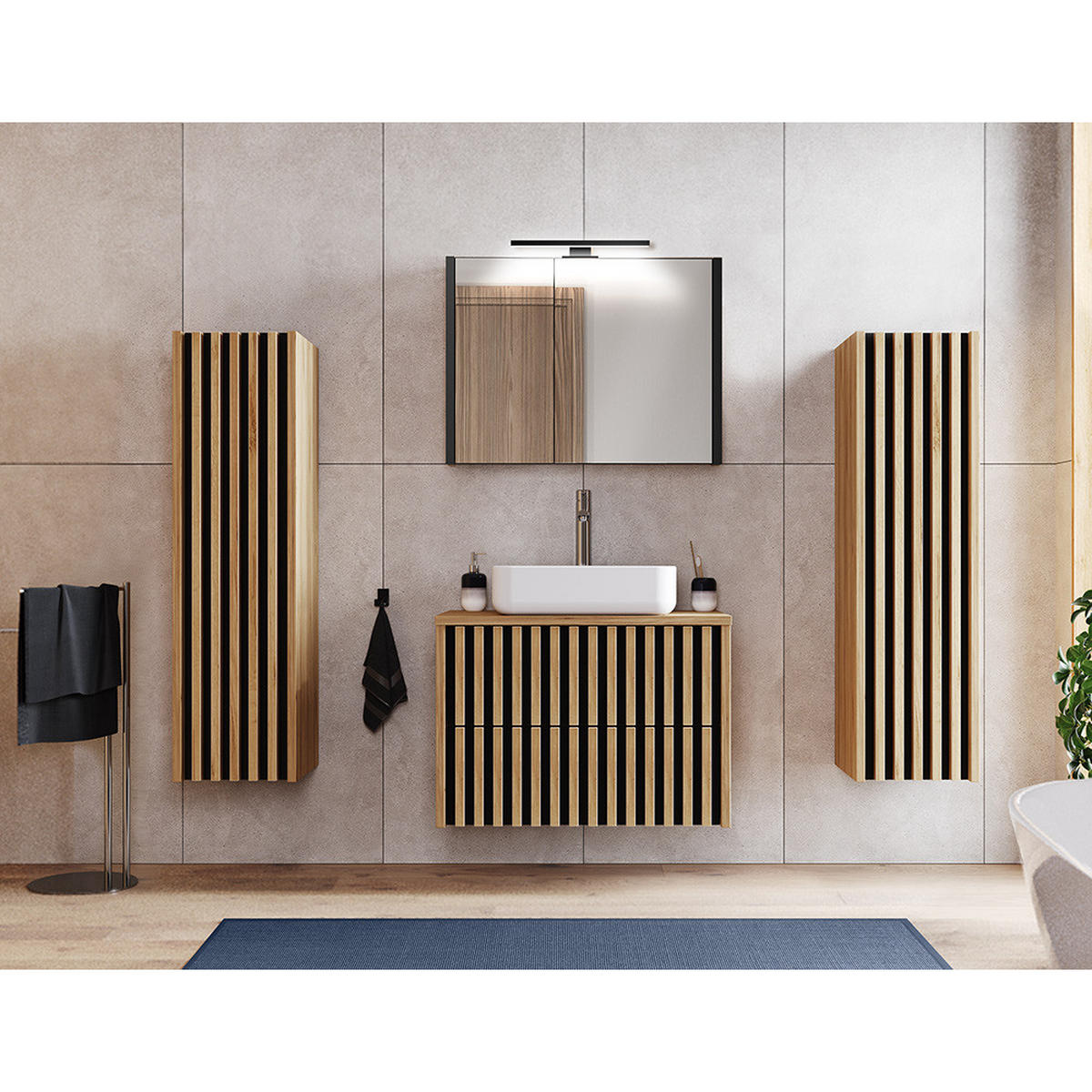 BADMÖBEL-SET 4-TLG. Lucca-107 - Braun, Holzwerkstoff (190/200/46cm) - Lomado