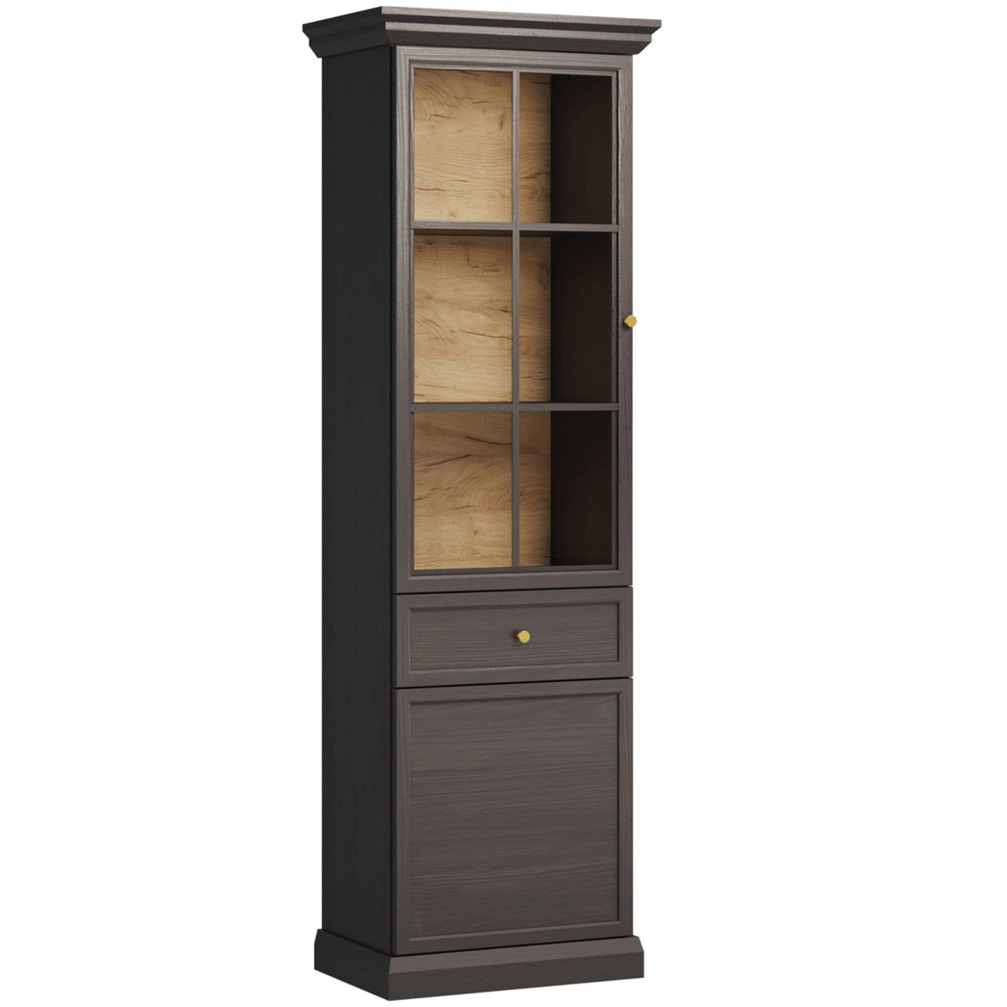 VITRINE mit Spiegel KATRIA, Schwarz - Schwarz, Holzwerkstoff (64/200/42cm) - KONSIMO®