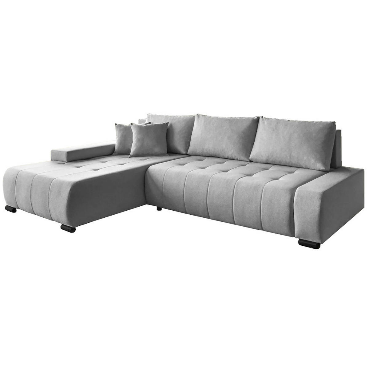 ECKSCHLAFSOFA Draco L Hellgrau - Hellgrau/Schwarz, Textil/Metall (268/183cm) - Beautysofa