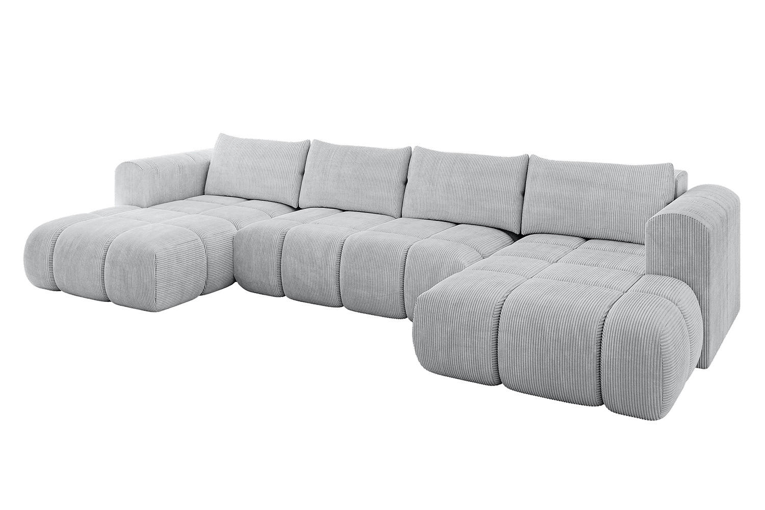 WOHNLANDSCHAFT Ottomane Links CLOUD-U 414x180x40 Grau Cord - Grau, Holzwerkstoff/Kunststoff (414/90/180cm) - ALTDECOR