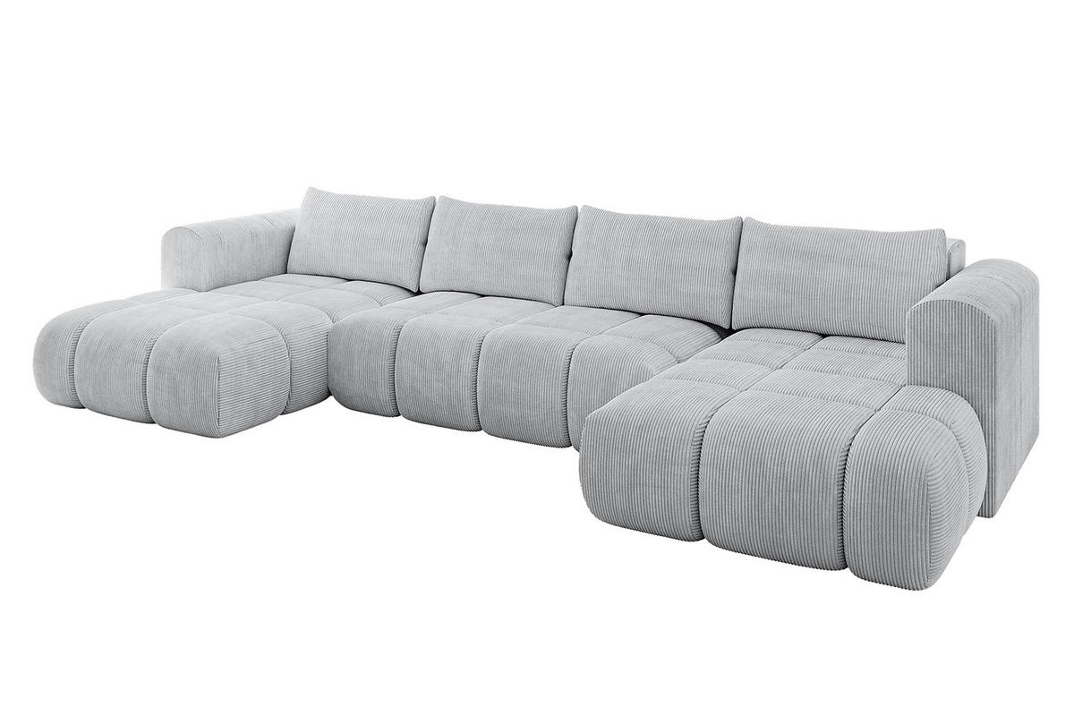 WOHNLANDSCHAFT Ottomane Links CLOUD-U 414x180x40 Grau Cord - Grau, Holzwerkstoff/Kunststoff (414/90/180cm) - ALTDECOR