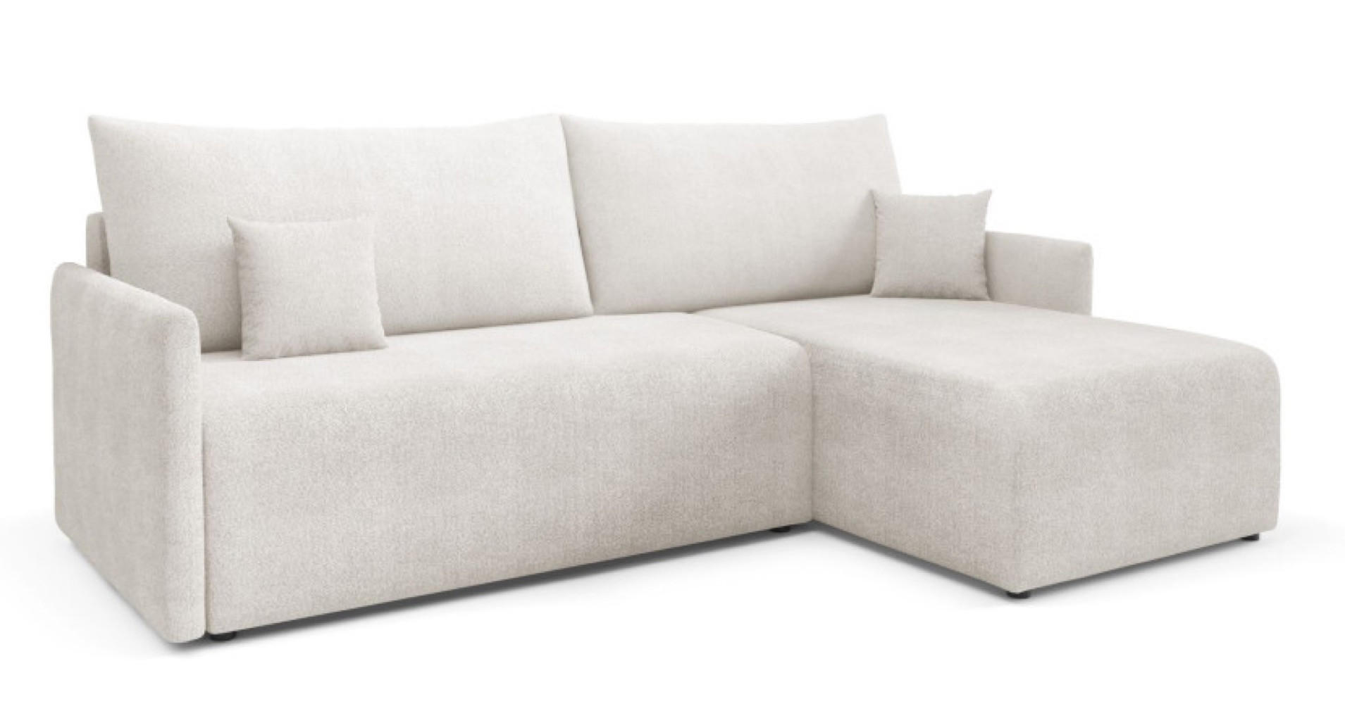 ECKSOFA Ecru VALIA Mit Schlaffunktion Und Bettkasten - Weiß, Textil (212/145cm) - Sepro Meble