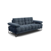 SOFA BUBBARA 2,5-Sitzer, marineblau - Blau/Schwarz, Holz/Textil (215/87/96cm) - Courtois Laville