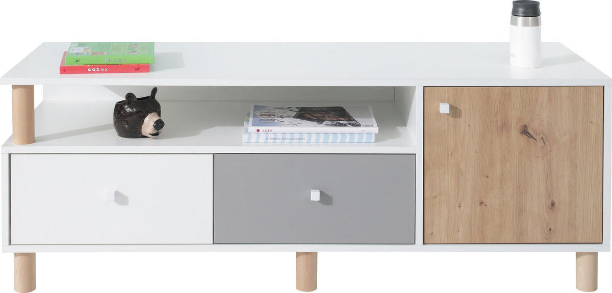 LOWBOARD SANNIO 140/50/50 cm, Weiß - Weiß, Holzwerkstoff (140/50/50cm) - MASSENO