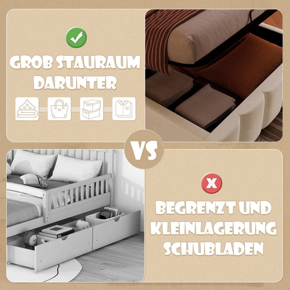 POLSTERBETT 90x200cm Beige Samt LED-Licht Hydraulik Kopfteil - Beige, Holz (90/200cm) - FLIEKS