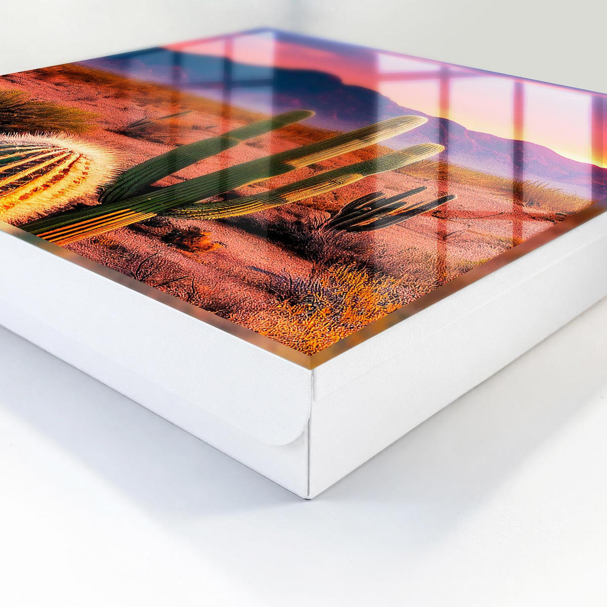 SCHLÜSSELBOX Weiß 30x30 cm – Türöffnung nach rechts - Wüstenwesten - Orange, Metall (30/30/5cm) - TULUP