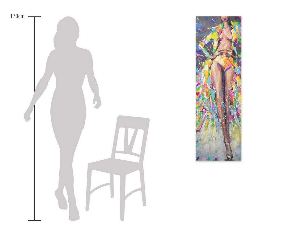 ACRYLBILD HANDGEMALT 40/120 cm - Multicolor/Braun, Holz/Textil (1.52/120cm) - KUNSTLOFT