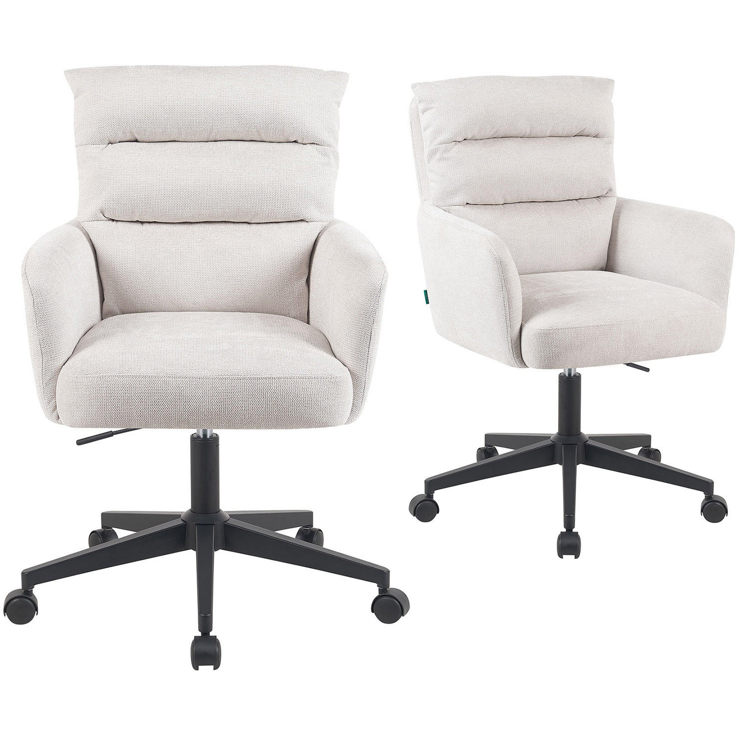 BÜROSTUHL Mika-Riko - Creme/Schwarz, Textil/Metall (59/91/66cm) - DUBI Möbel