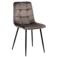 ESSZIMMERSTUHL Till Samt, Gestell Metall matt Schwarz Grau - Schwarz/Grau, Textil/Metall (45/88/52cm) - TPFLiving