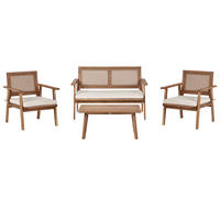 4-SITZER LOUNGE SET Akazienholz Helles Beige Arenella - Hellbraun/Beige, Holz - Beliani