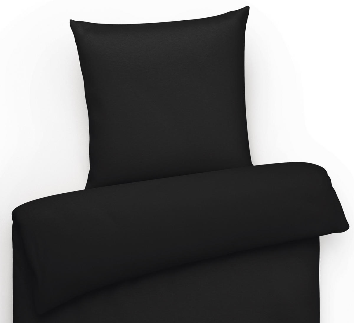MAKO-SATIN-BETTWÄSCHE 155x220 Bettbezug einfarbig 100% Baumwolle - Uni Schwarz - Schwarz, Textil (155/220cm) - Carpe Sonno