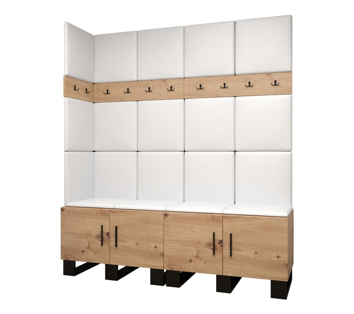 GARDEROBEN-SET 196/168/45,6 - Schwarz/Eiche Artisan, Holz/Kunststoff (168/196/45.6cm) - Abiks Möbel