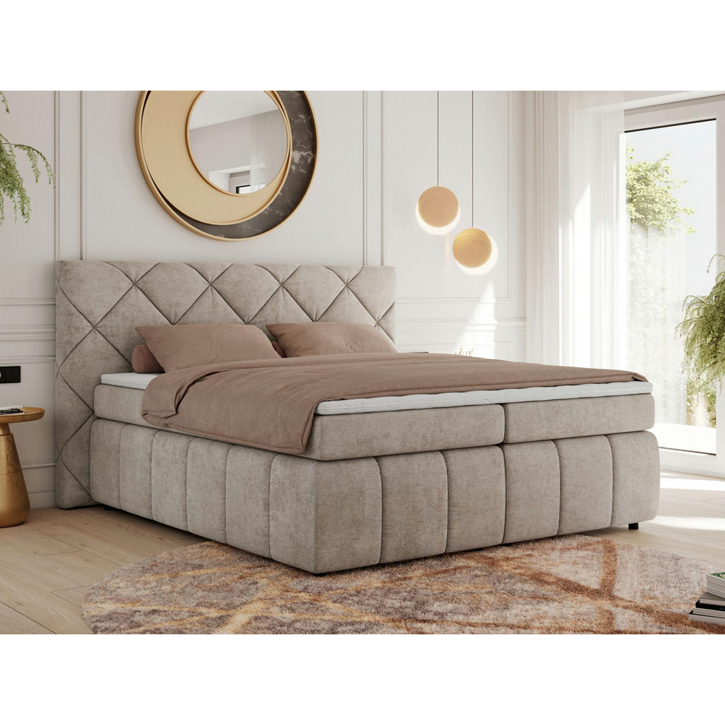 Thumbnail - Xxxl Boxbett, Beige, Textil, 2-Sitzer, H3, Rechteckig, 180x200 cm, Oeko-Tex®, Schlafzimmer, Betten, Boxspringbetten
