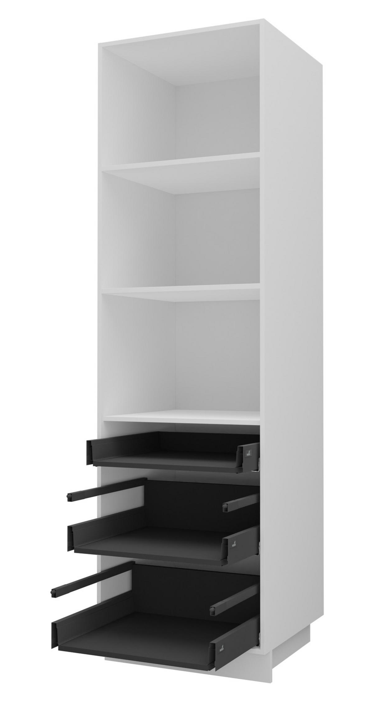 BACKOFEN-HOCHSCHRANK Kvantum D14/RU/3A Vanille Matt / Weiß Matt 60 / 59 / 207cm - Creme/Weiß, Holz/Holzwerkstoff (60/207/59cm) - Feldmann-Wohnen